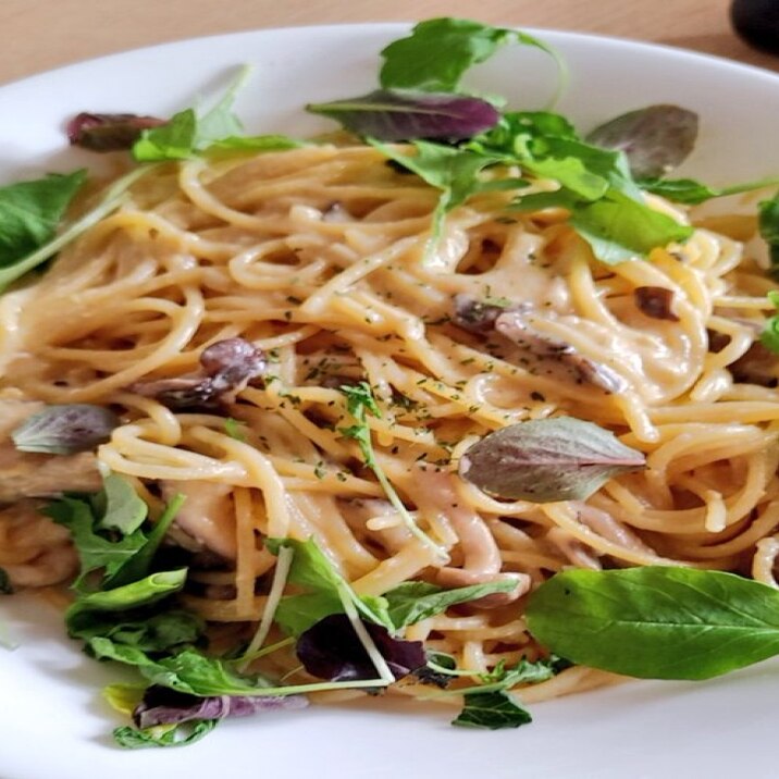 グルテンフリーなベビーリーフのぺぺたま(パスタ)